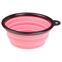 Portable Silicone Pets Bowls (Color: Pink)