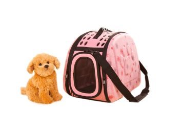 Portable Folding Pet Carrier Shoulder Bag (42*26*32cm) (Color: Pink)