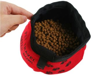 Pet Travel Water Bowl Foldable &  Portable (9.5 * 4 Inches) (Color: Red)