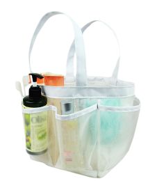 Quick Dry Mesh Shower Accessories Tote With Double Handles (Color: White)