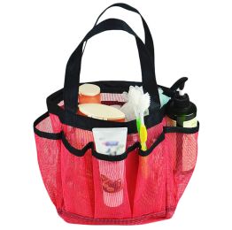 Quick Dry Mesh Shower Accessories Tote With Double Handles (Color: Red)