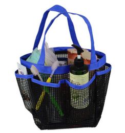 Quick Dry Mesh Shower Accessories Tote With Handle (Color: Deep Blue)