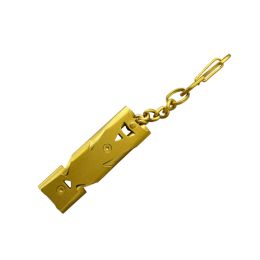 Double Tubes 150 DB Stainless Steel Survival Whistle Keychain (Color: Golden)
